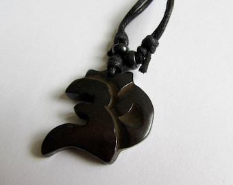 Adjustable Wax cord Om Ohm Aum Namaste Yak bone necklace handmade hand carved Unisex Tribal bone beads Yoga Yogi Free UK Delivery G2D6