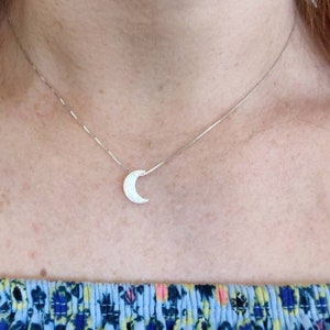 Moon White Opal Necklace Dainty Sterling Silver Necklace Pendant Free UK delivery + Gift Box + Gift Bag