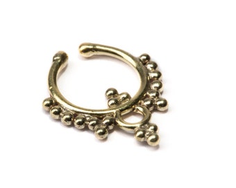 Septum Ring Brass Nickel Free Septum Fake Septum Tribal Jewelery Indian Nose Ring B37 Gift Boxed and Gift Bag Free UK Delivery