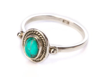 Sterling SilverTurquoise Gemstone Handmade Boho Ring Gift Boxed , Free UK Delivery ST3