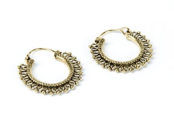 Small Indian Hoops Brass Earrings Tribal Earrings Boho Festival Jewelry Bohemian Earrings Free UK Delivery Gift Boxed BG3