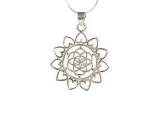 Seed of Life Sterling Silver Pendant Necklace Spiritual jewellery Yogi Jewellery Geometry Jewellery Handmade Free UK delivery