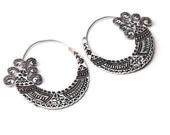 White Brass Tribal Indian Inspired Earrings Tribal Earrings Mandala Jewellery Free UK Delivery Gift Boxed WB58