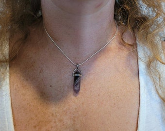 Amethyst Crystal Point Healing Crystal Point Pendant 16" 18" 20" 22" 24"  Unisex Free UK Shipping + Gift Bag CHG2