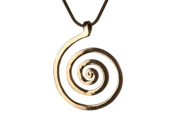 Spiral Pendant Brass - Necklace Tribal jewellery Handmade Free UK delivery BP1