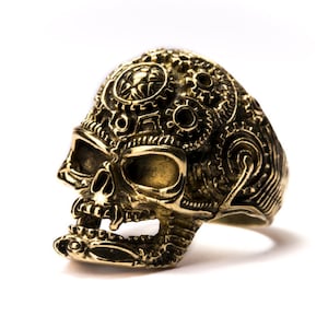 Skull Ring Brass Gothic Tribal Unisex Jewellery  Skull Jewelry Gift Boxed + Gift Bag , Free UK Delivery SK4