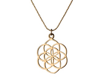 Seed of Life Gold Filled Pendant Necklace Spiritual jewellery Yogi Jewellery Geometry Jewellery Handmade Free UK delivery GP10