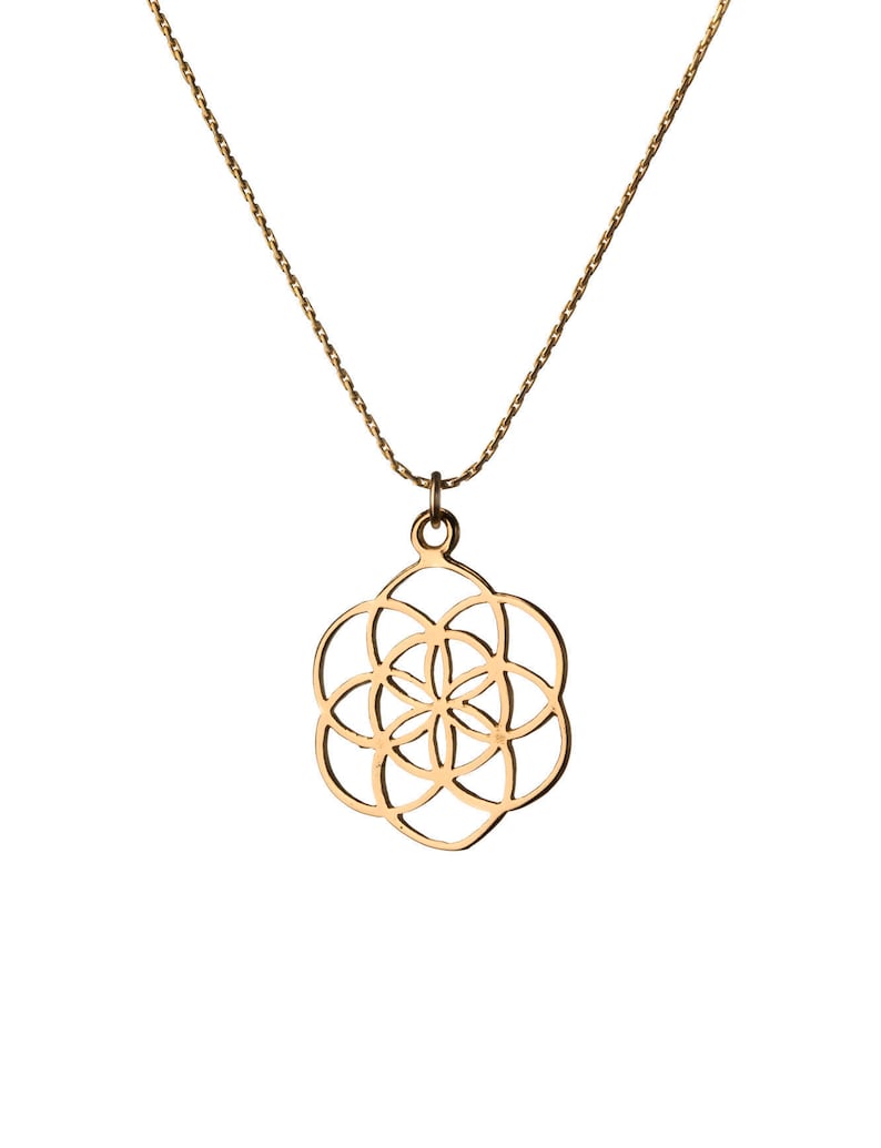 Seed of Life Gold Filled Pendant Necklace Spiritual jewellery Yogi Jewellery Geometry Jewellery Handmade Free UK delivery GP10 image 1