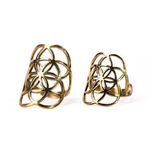 Sacro Geometria Seme di Vita Anello Ottone Gioielli, Fatto a mano, Gioielli Tribali, Spiritual Ring Gift Boxed - Borsa regalo , Consegna gratuita UK