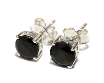 Black Onyx Gemstone Sterling Silver Stud Earrings Simple Jewellery Dainty Jewellery Free UK Delivery Gift Boxed