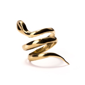 Snake Ring Brass  Adjustable, Wrap Ring, Serpent Ring, Tribal Jewellery Gift Boxed + Gift Bag , Free UK Delivery