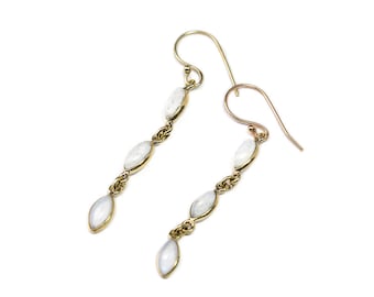 Moonstone Gemstone Long Dangle Earrings Multi Gemstone Earrings Free UK Delivery Gift Boxed BHG1