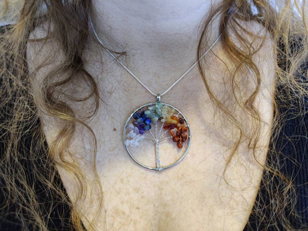 Real Gemstone Chakra Tree of Life Necklace &Healing Natural Energy Bead  Bracelet | eBay