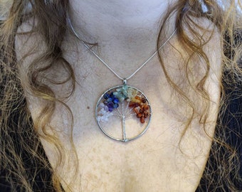 Chakra árbol piedra preciosa árbol de la vida collar cadena opción caja de regalo opción entrega gratuita en el Reino Unido