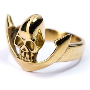 Skull Ring Brass Gothic Tribal Unisex Jewellery  Skull Jewelry Gift Boxed + Gift Bag , Free UK Delivery SKV