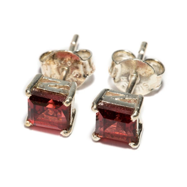 Garnet Gemstone Sterling Silver Stud Earrings Simple Jewellery Dainty Jewellery  Free UK Delivery Gift Boxed