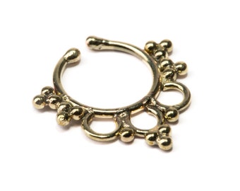 Septum Ring Brass Nickel Free Septum Fake Septum Tribal Jewelery Indian Nose Ring B30 Gift Boxed and Gift Bag Free UK Delivery