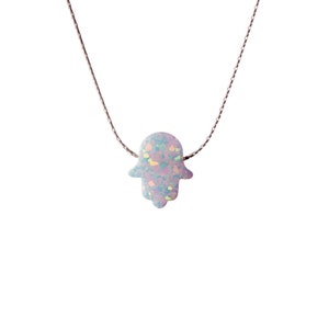 Hamsa Opal Necklace Dainty 925 Silver Necklace Pendant Evil Eye Handmade Free UK delivery Gift Box Gift Bag image 2