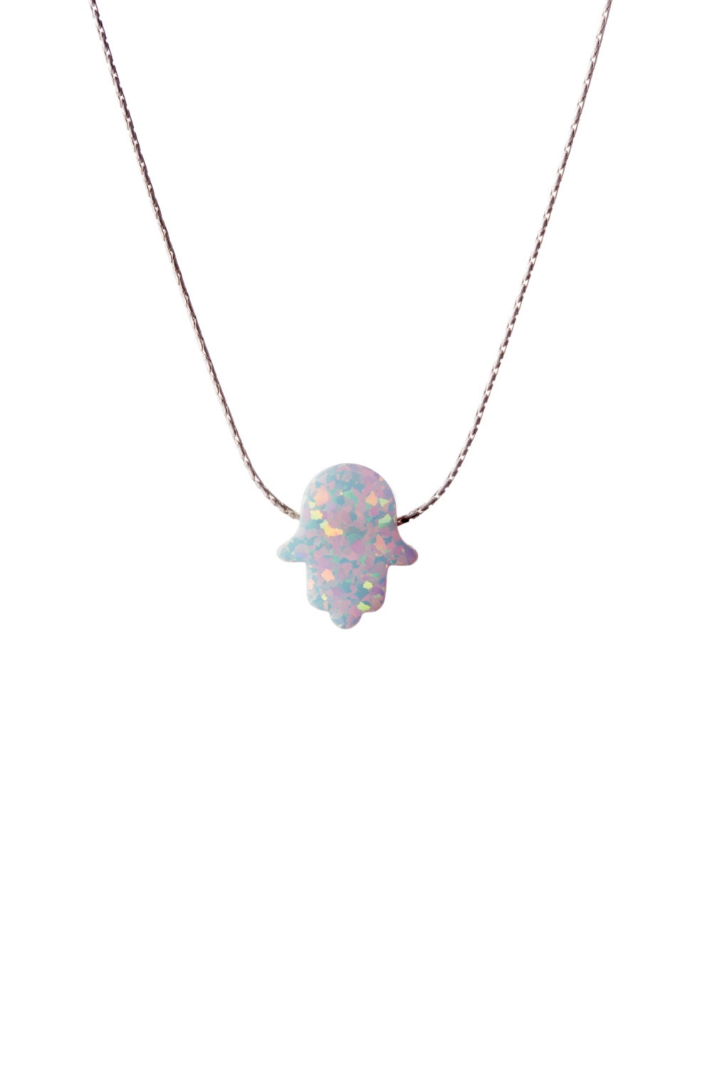 Hamsa Opal Necklace Dainty 925 Silver Necklace Pendant Evil | Etsy