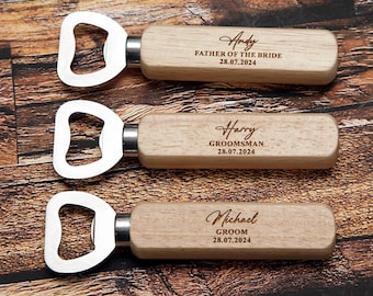 Personalized Wooden Bottle Opener: Groomsman Gift, Wedding Favor