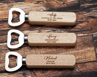 Personalised Wooden Bottle Opener Gift, Engraved Wedding Gift for Best man, Father of the Bride, Usher Groomsman -Wedding day Gifts Stag do
