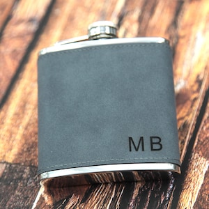 Personalised Engraved Flask - PU Grey Leather/Suede Flask - Birthday Wedding !! - Foto 10