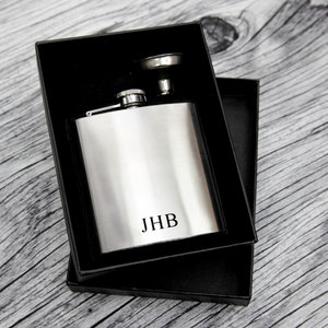 Hip Flask Personalised Engraved Hip Flask Gift Box Set - Initials