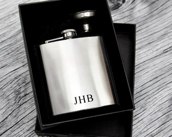 Coffret-cadeau Hip Flask gravé personnalisé - Initiales