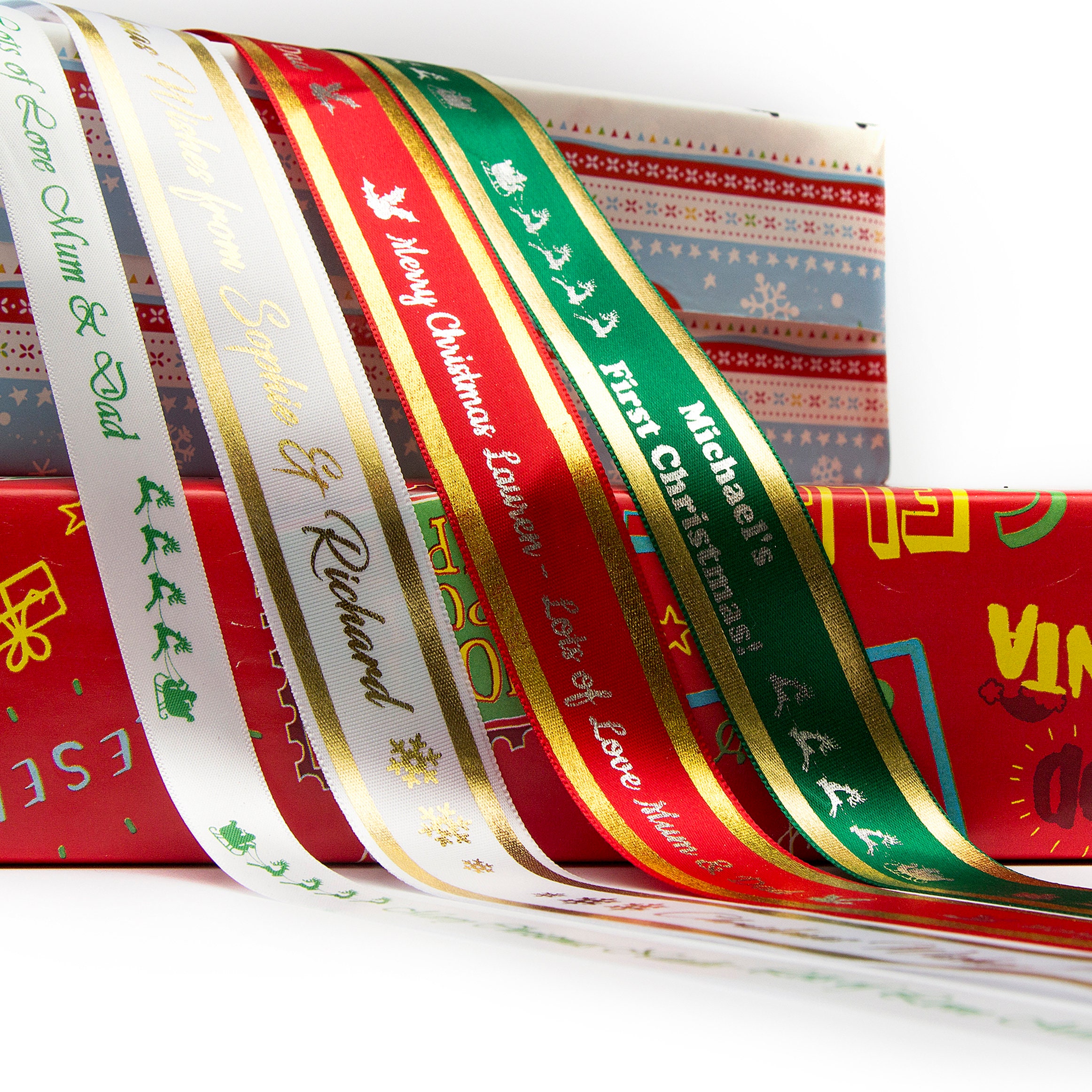 Christmas Personalised Satin Ribbon Gift Wrapping Xmas  Etsy
