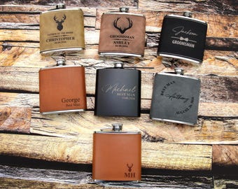 Personalized Leather Flask: Engraved Groomsmen Gift