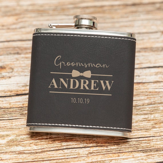 6oz Hip Flask Personalised Steel + PU Leather Effect FREE Engraving !! - Foto 9