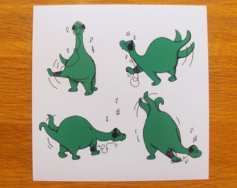 Dance Like Nobody's Watching Print, Dinosaur Print, Fun Dinosaur Dancing Print