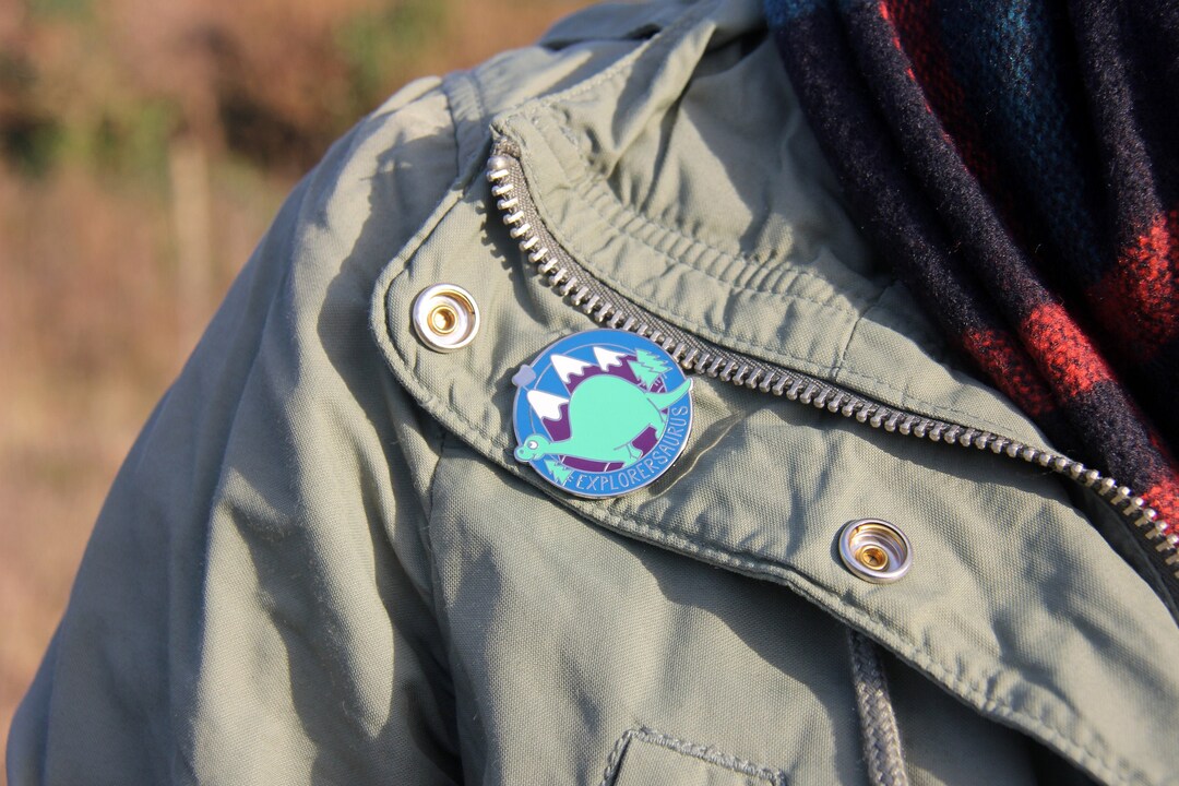 Explorersaurus Hard Enamel Pin, Dinosaur Pin, Adventure Badge - Etsy UK
