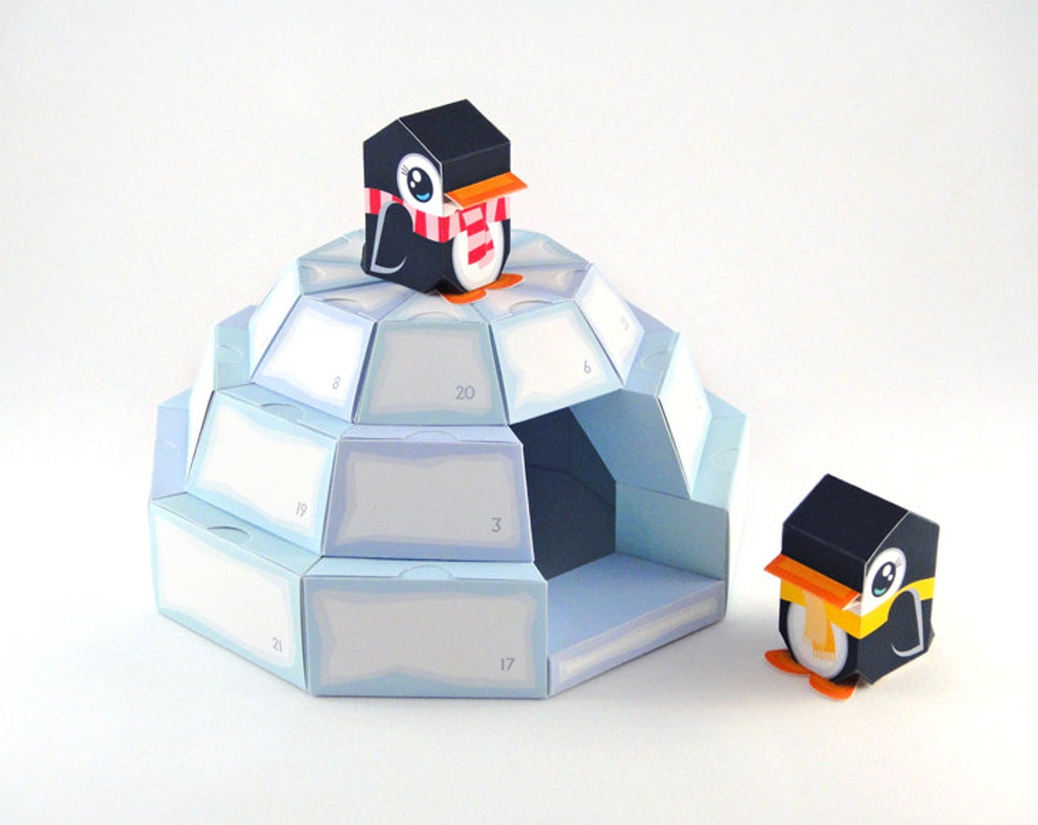 Igloo Advent Calendar Printable Paper Craft PDF Download Etsy