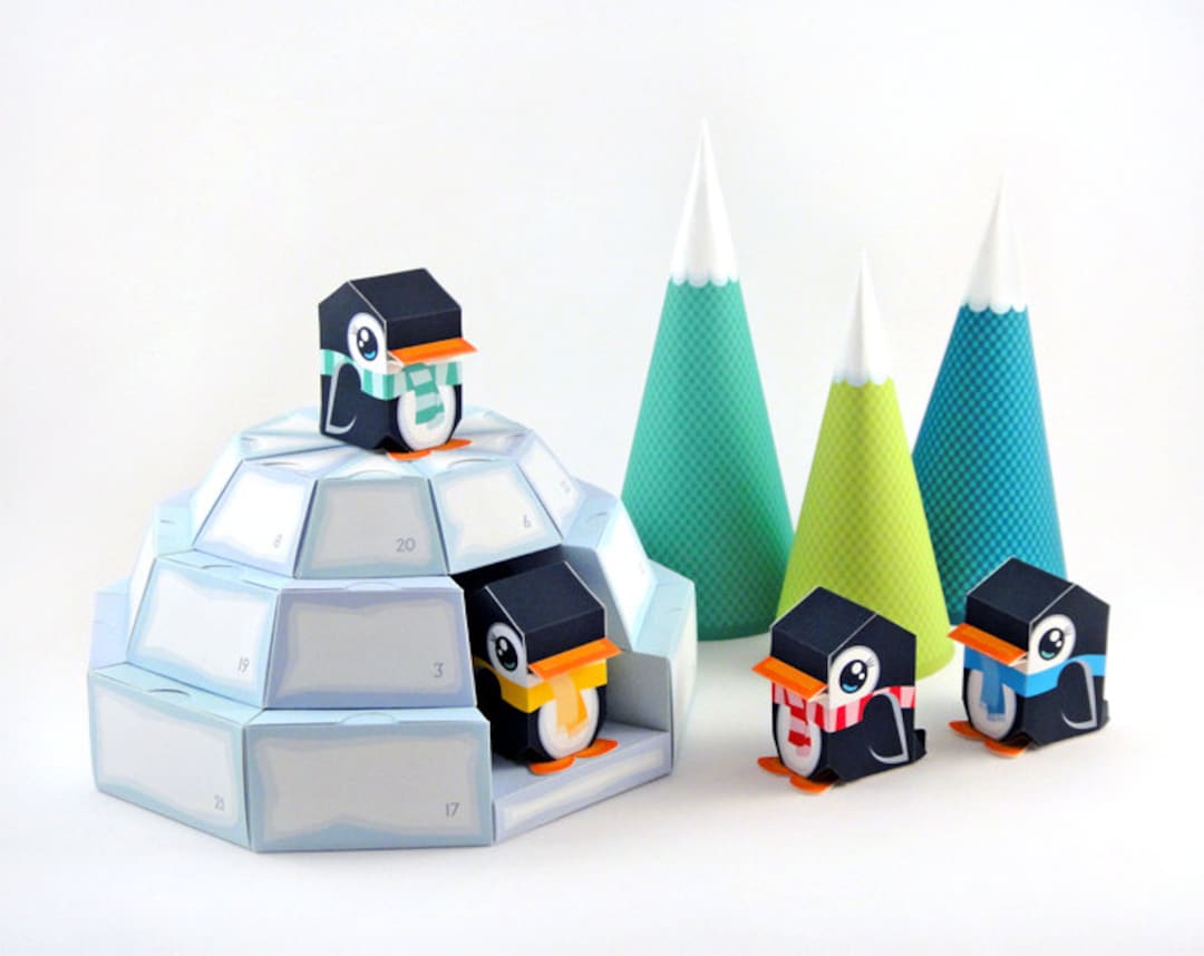 Igloo Advent Calendar - Printable Paper Craft PDF - Download - Etsy ...