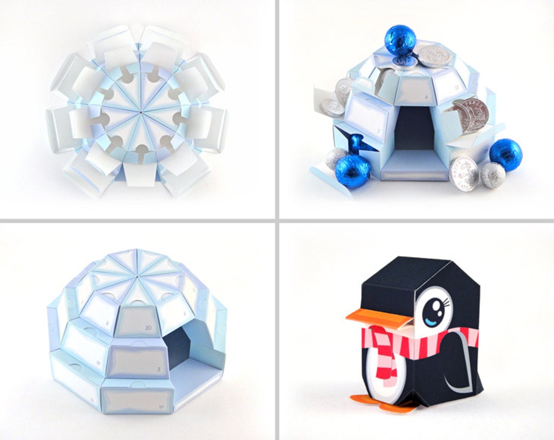 Igloo Advent Calendar Printable Paper Craft PDF Download Etsy