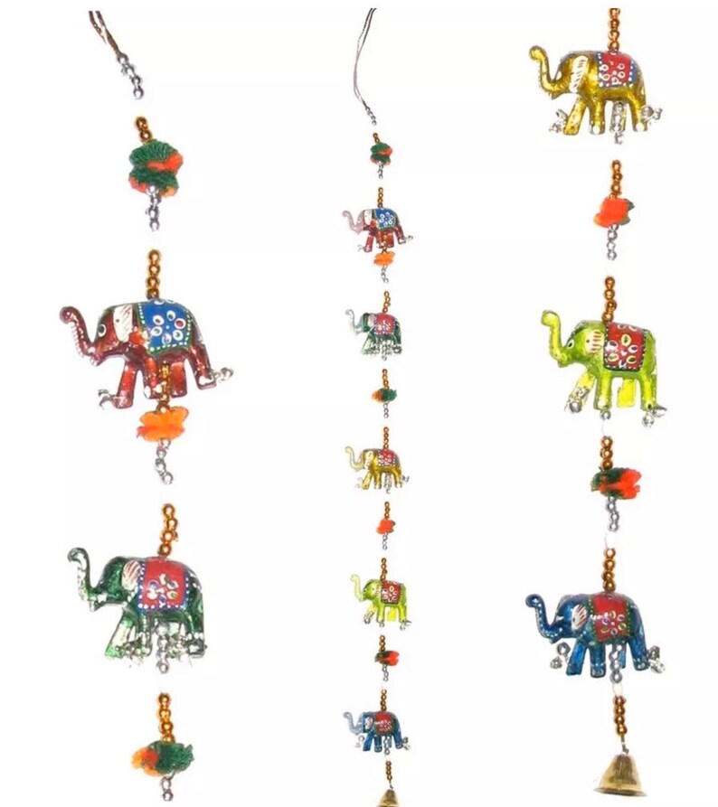 Indian Elephant Hanging Mobile Lucky Elephants Wallhanging Etsy UK