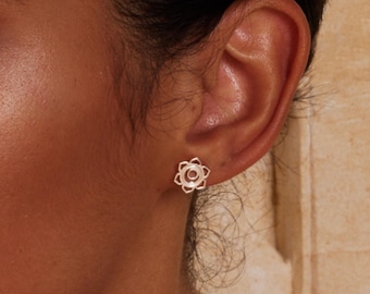 Chakra Stud Earrings Filigree in Sterling Silver | Spiritual, Yoga, Everyday Wear
