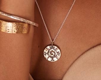 Four Agreements Hunab-Ku Galactic Butterfly Medallion Pendant | Unisex | Reversible Engraved Wisdom