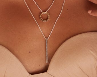 Four Agreements Bar Necklace | Elegant Jewelry with Engravings from the book, inspirational