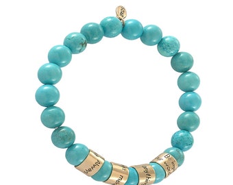 The Four Agreements Beaded Bracelet with Turquoise and Bronze