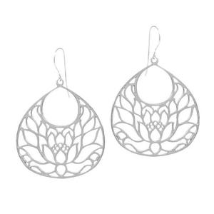 FINDING PEACE | Large Sterling Silver Lotus Flower Earrings