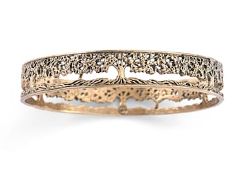 Tree of Life Bangle in Filigree Style | Nature Jewelry for Grounding and Strength