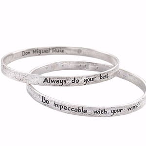 The Four Agreements Reminder Bangle Set Silver