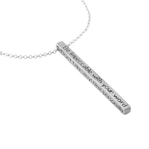 The Four Agreements Bar Necklace in Sterling Silver
