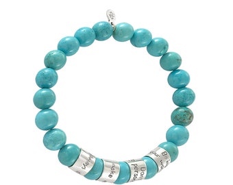 The Four Agreements Beaded Bracelet with Turquoise and Sterling Silver