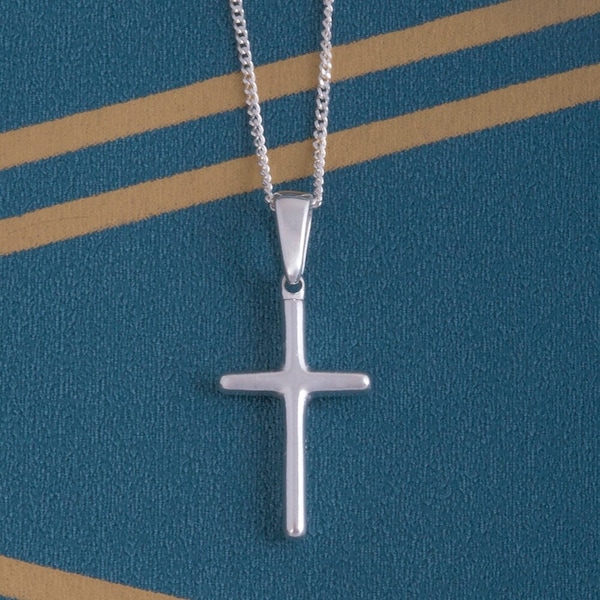 Children's sterling silver cross pendant - kid's cross necklace - silver pendant - silver necklace - child's necklace - A1-PD-0260/CH