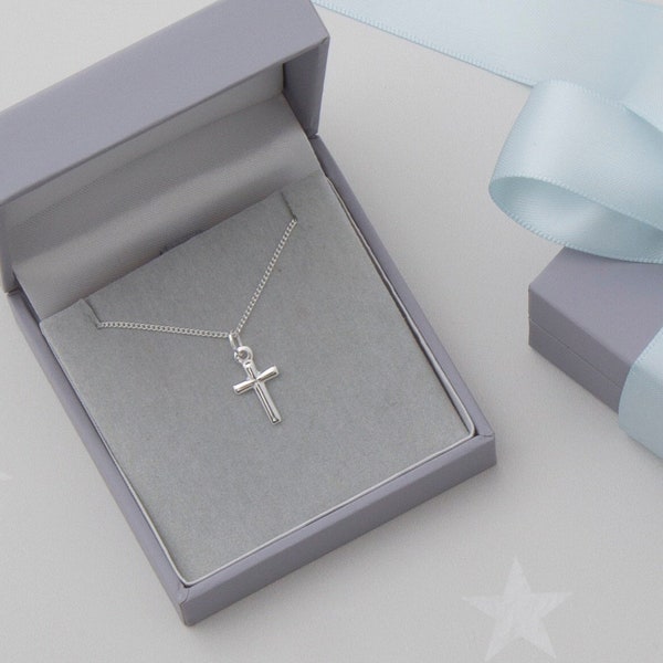 Children's sterling silver cross pendant - kid's cross necklace - silver necklace - child's gold cross - rose cross pendant - AP216/CH