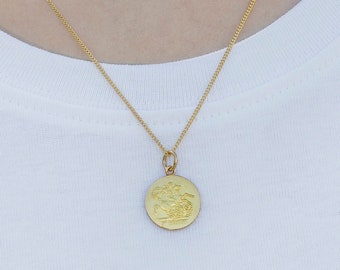 9ct rolled gold St George disc pendant - 9ct rolled gold - gold necklace - Saint George - Christian jewellery - PS2012