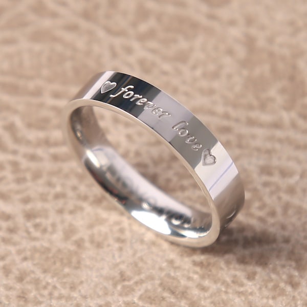 Bague pour homme personnalisée en acier inoxydable « Forever love » - Bijoux pour homme - Alliance - Cadeau pour la fête des Pères - Message caché gravé